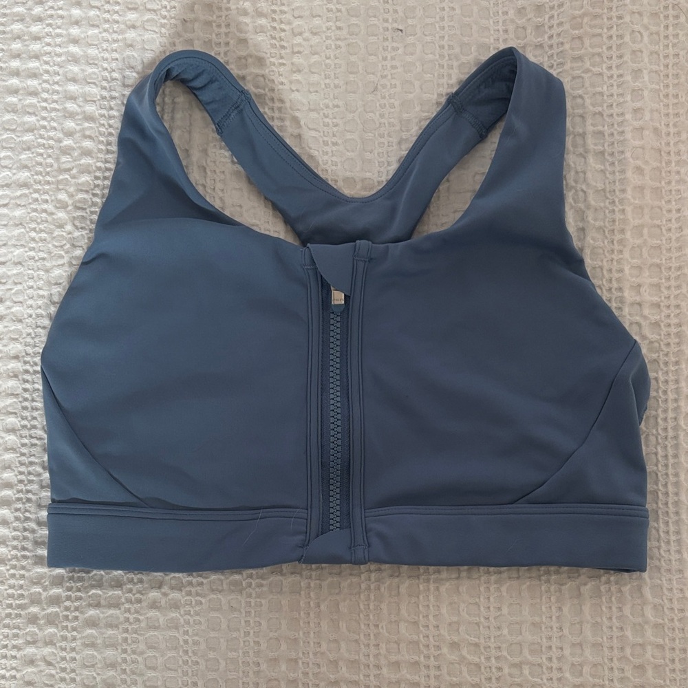 Athleta Ultimate Zip Front Bra- Blue Small D